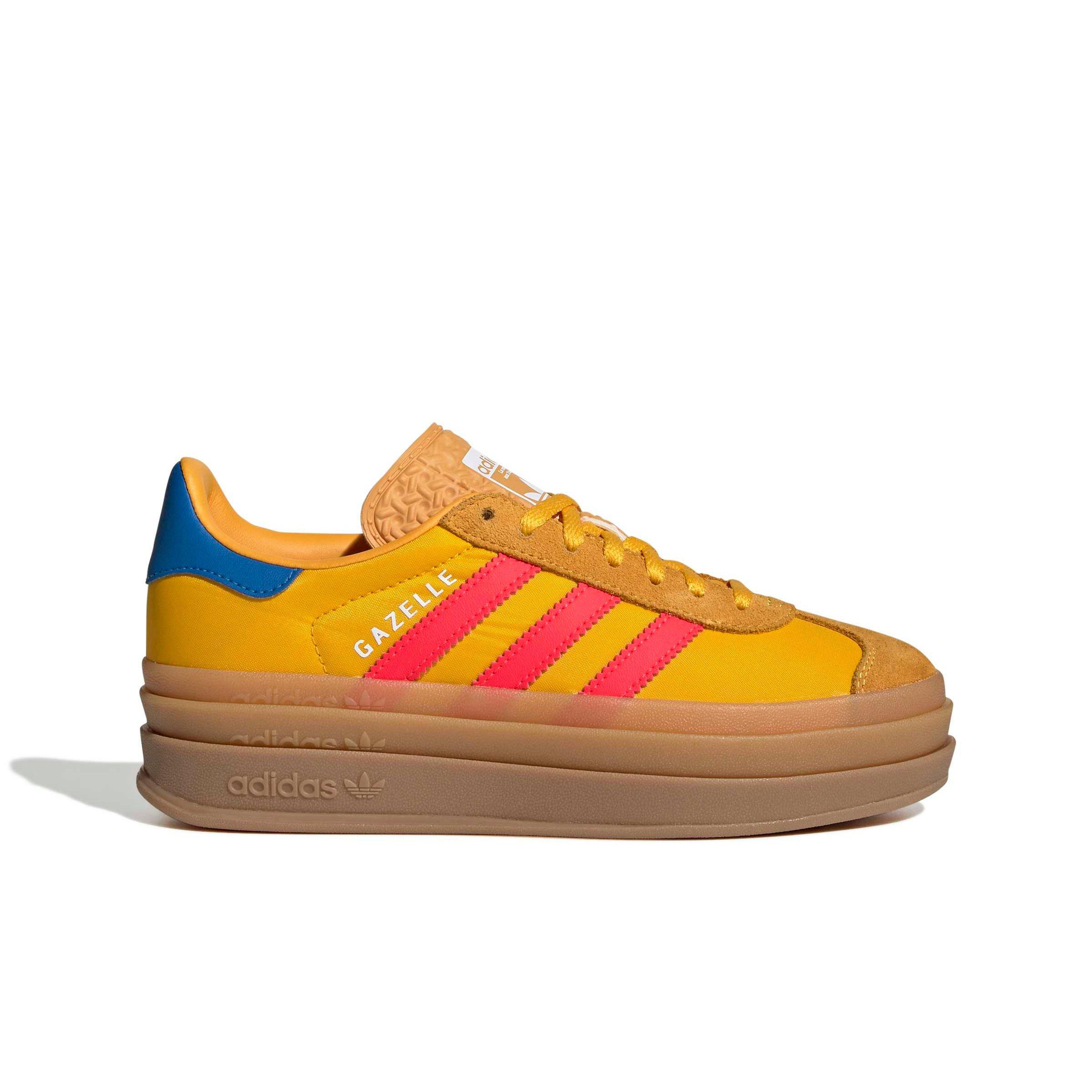 adidas Originals Gazelle Bold "Crew Yellow/Lucid Red/Ftwr White" Grade School Girls' Shoe - YELLOW/RED/WHITE
